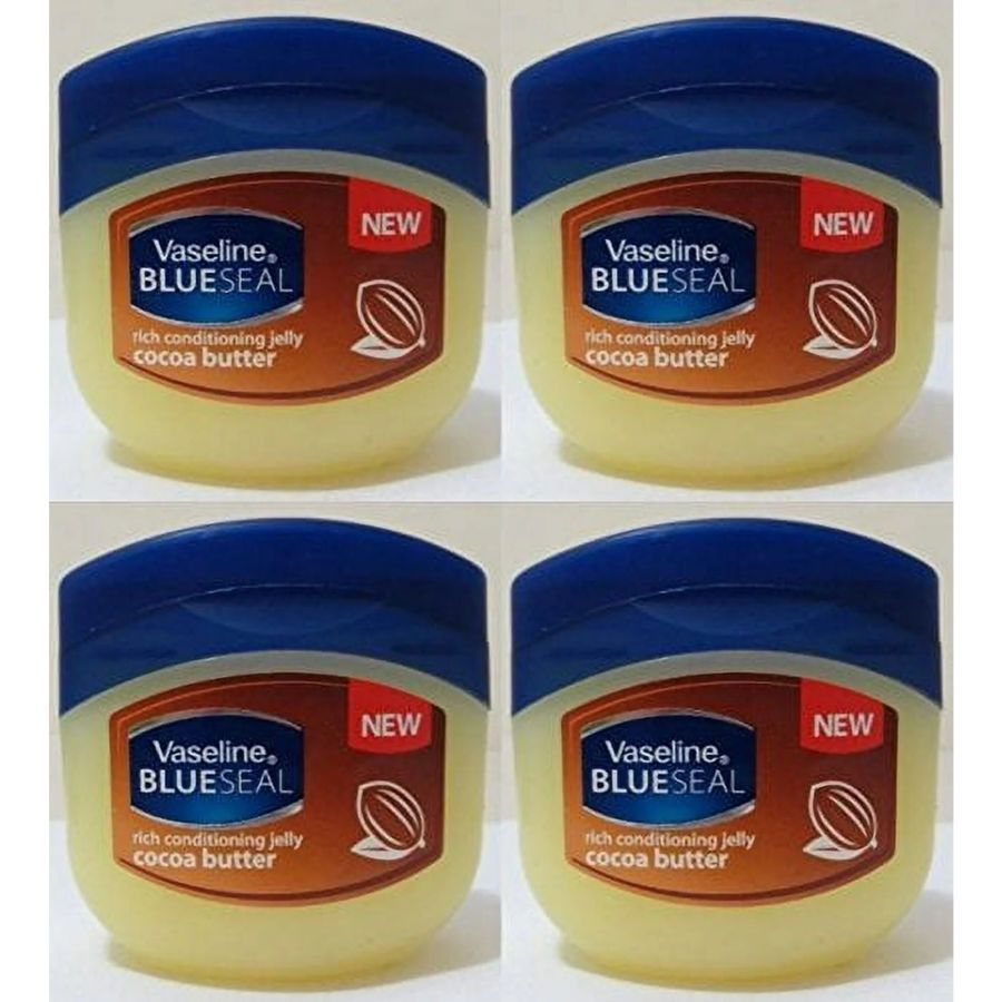 Petroleum Jelly Cocoa Butter 4-Pack 100ml Each – Deep Moisturizing Body Skin Care Healing Balm for Dry Skin Lips Hands – Multi-Purpose Skin Protectant