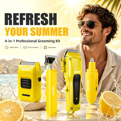 Hair Clippers & Trimmers WEEME Four-Piece Set with Clipper, T-Blade, Foil Shaver, Nose Trimmer and Two Colors