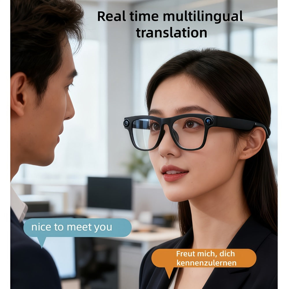 Smart Glasses Dual-Lens POV Camera Eyewear with Open-Ear Audio, Touch Control and Clear or Tinted Lenses