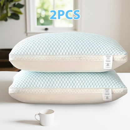 Cooling Bed Pillows 2-Pack, Non-Collapsing Soft Support Pillow with Neck & Cervical Support, Breathable & Machine Washable, Queen Size Bed Pillows for Back Side Stomach Sleepers