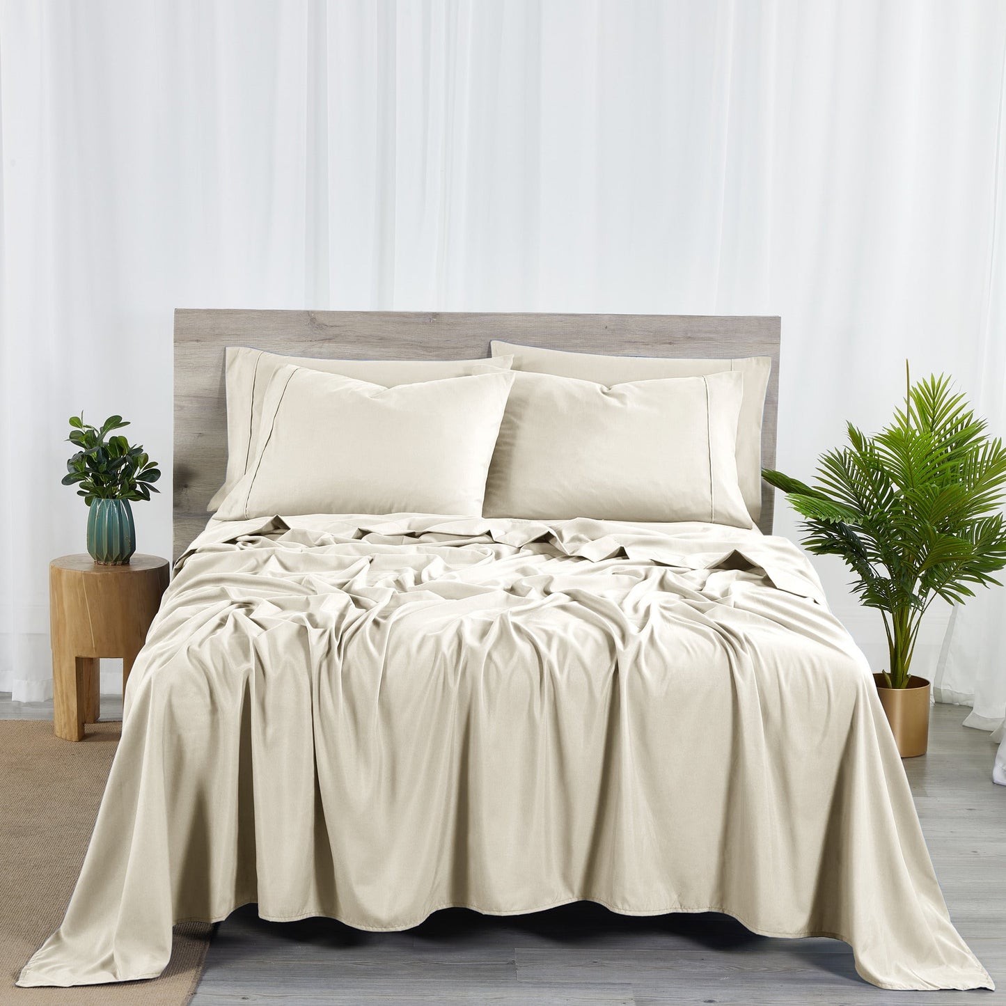 Sheet Set, 2000-Thread-Count 50% Microfiber and 50% Bamboo Blend with 16-Inch Fitted Pocket and Size-Based Pieces