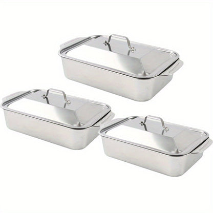 Stainless Steel Baking Tray Sets with Lids and Handles in Three Large or Six-Piece Checkout Options