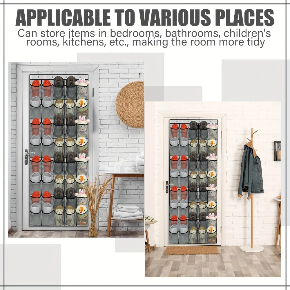Over Door Shoe Storage Organizer with 28, 35 or 40 Mesh Compartments and Included Hooks for Home Organization