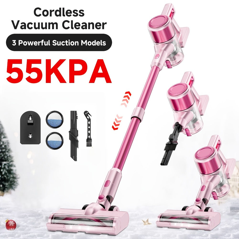 Cordless Vacuum Cleaner 55KPa 8-in-1 Stick Vacuum with LED Light 180° Swivel Lightweight Wireless for Hardwood Carpet Pet Hair Stairs Car Sofa Home Office