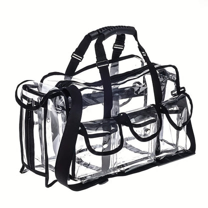 Clear Multi-Pocket Tote Bag with Black Trim, Dual Handles and Protected Fashion, Simple or Portable Styles