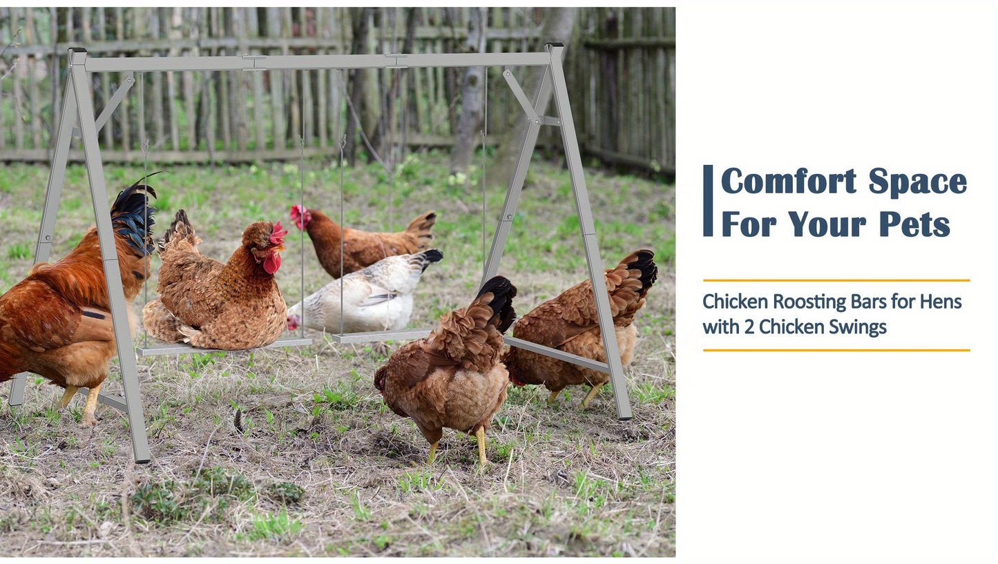 Chicken Swing Coop Toy Metal Perch for Backyard Hens Roosters Parrots Rabbits Promotes Exercise Balance Coordination Weather-Resistant Easy to Install Coop Accessory