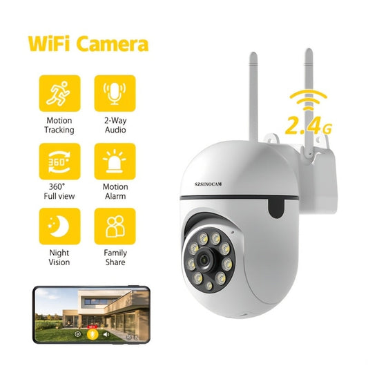 Security Camera 1080P PTZ Model with 360 Pan-Tilt, Color Night Vision, Two-Way Audio, Spotlight and TF Storage