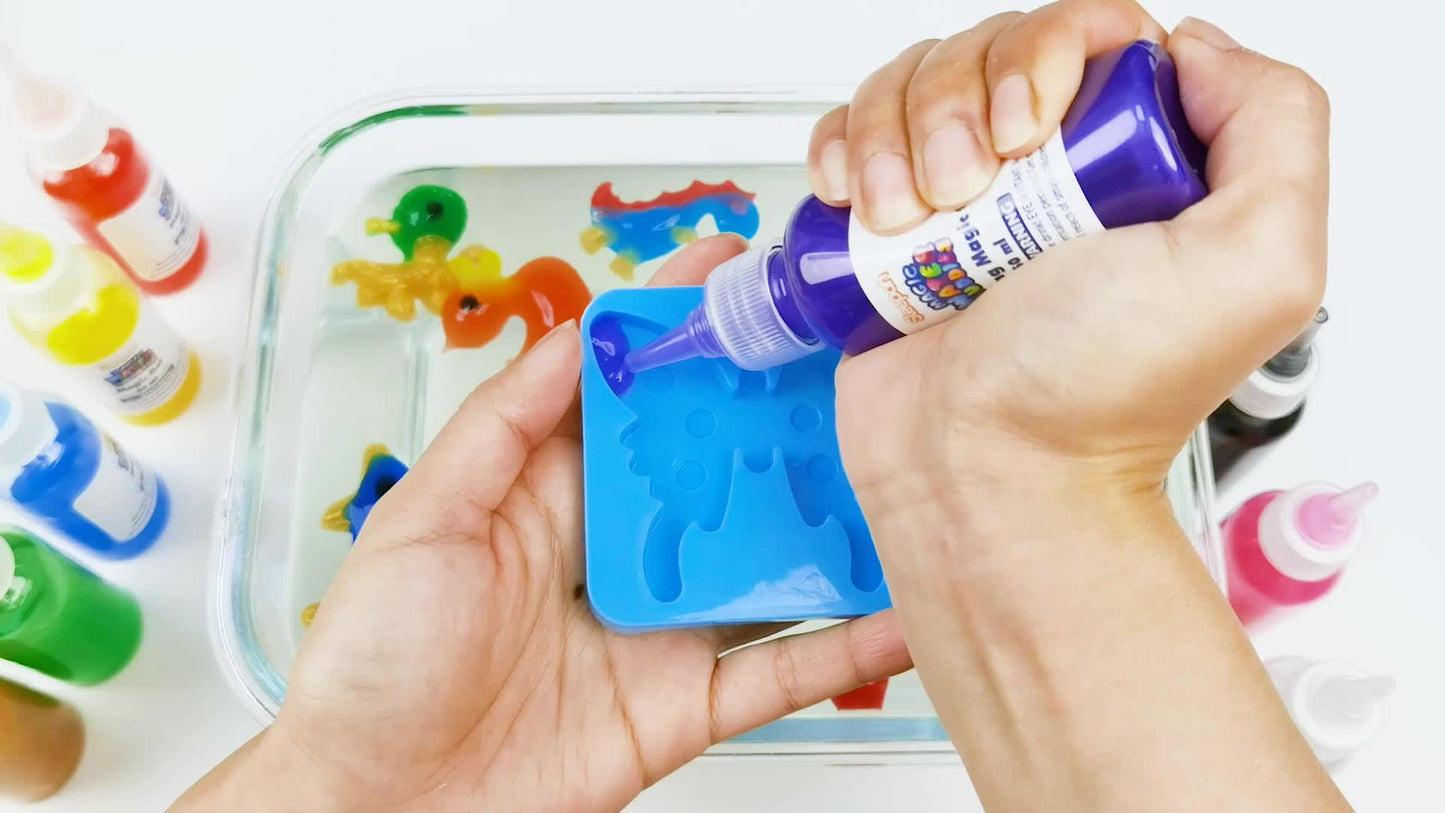 Magic Water Gel Creature Craft Kit with Ten Color Gels, Six Molds, Mixing Powders and Lidded Display Jar