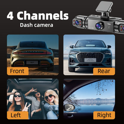 360° Panoramic Dash Cam 3 & 4 Lens 1080P HD Front + 720P Rear Left Right, Quad-Split Screen, HD Night Vision WDR G-Sensor Loop Recording, Full Coverage Car Camera, 32GB/64GB SD Card Options