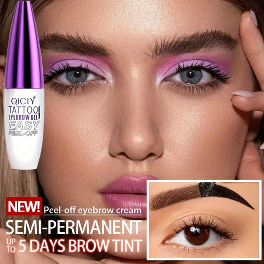 Eyebrow Tint Gel 4-Pack Semi-Permanent Tattoo Brow Gel Waterproof Peel-Off — Long-Lasting with Plant-Based Squalane, 4 Shades for All Skin Types, Defined Natural Brows