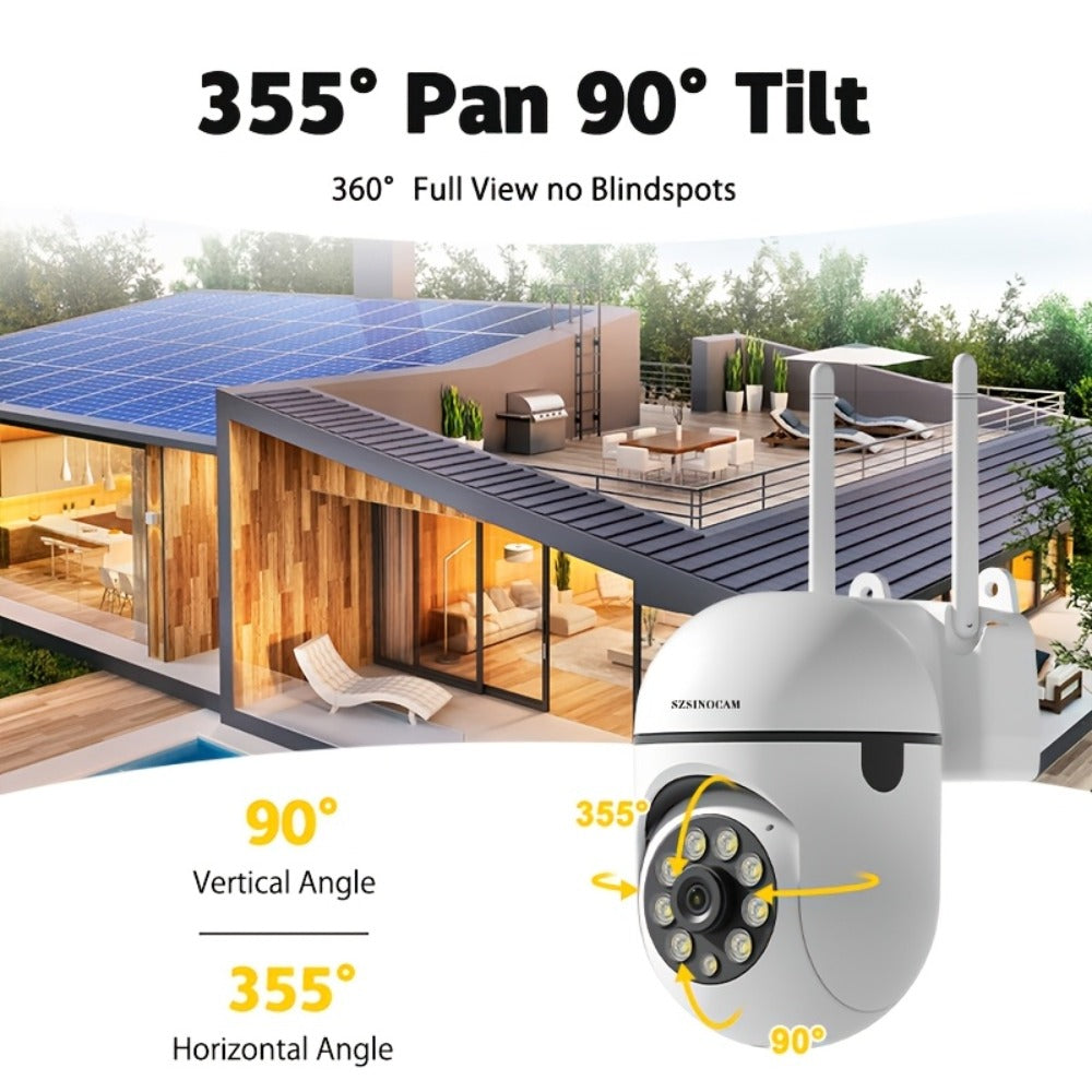 Security Camera 1080P PTZ Model with 360 Pan-Tilt, Color Night Vision, Two-Way Audio, Spotlight and TF Storage
