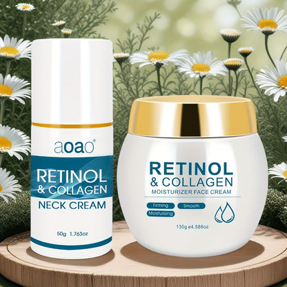Face Cream Retinol Collagen 130g Jar or Face-and-Neck Cream Duo with Hyaluronic Acid and Vitamin E