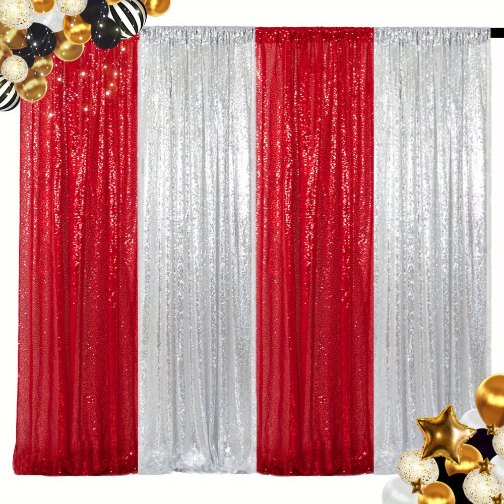 Sequin Backdrop Curtain 4 Panels 2FTx8FT – Shimmer Glitter Background for Wedding Party Photo Booth Decoration