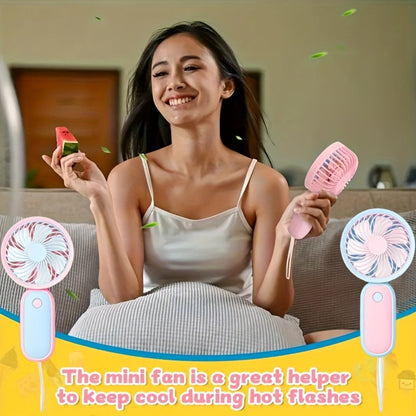 12-Piece Mini Handheld Fan Set with Round Grilles, USB Charging, Lanyards and Type A or Type B Designs