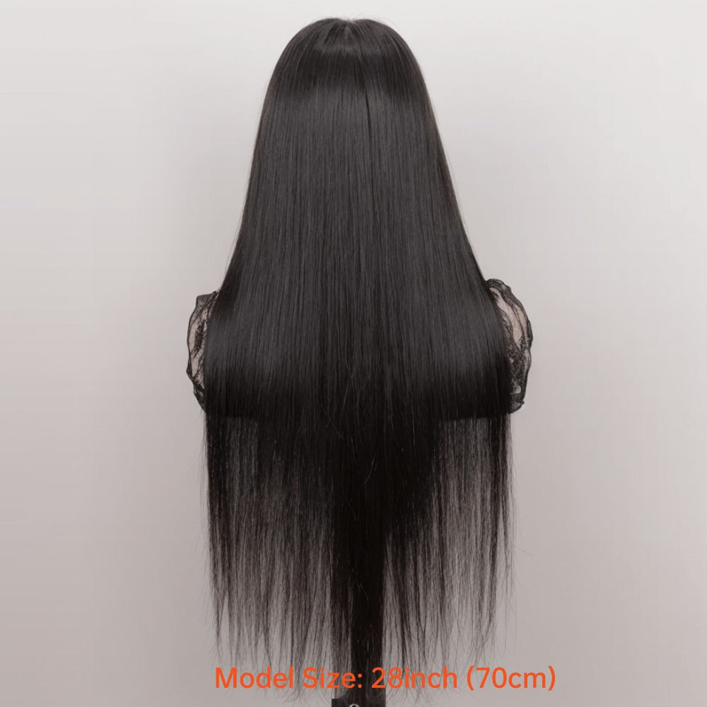 4x4 Lace Closure Straight Human Hair Wig in Natural Black with 12, 22 or 28 Inch Options for Women