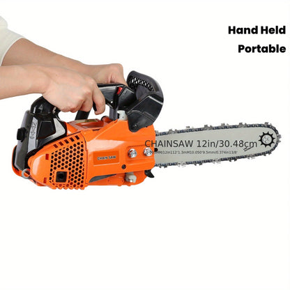 Mini Gas Chainsaw 25.4CC – Portable 2-Stroke Handheld Logging Saw for Garden, Yard & Household Wood Cutting