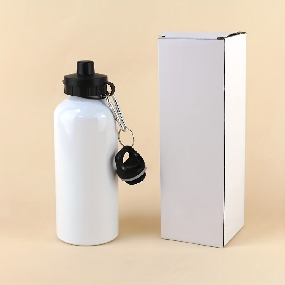 Single Silver Water Bottle with Screw-Top Spout Lid, Clip-On Cap and Preserved 600 ml Checkout Size