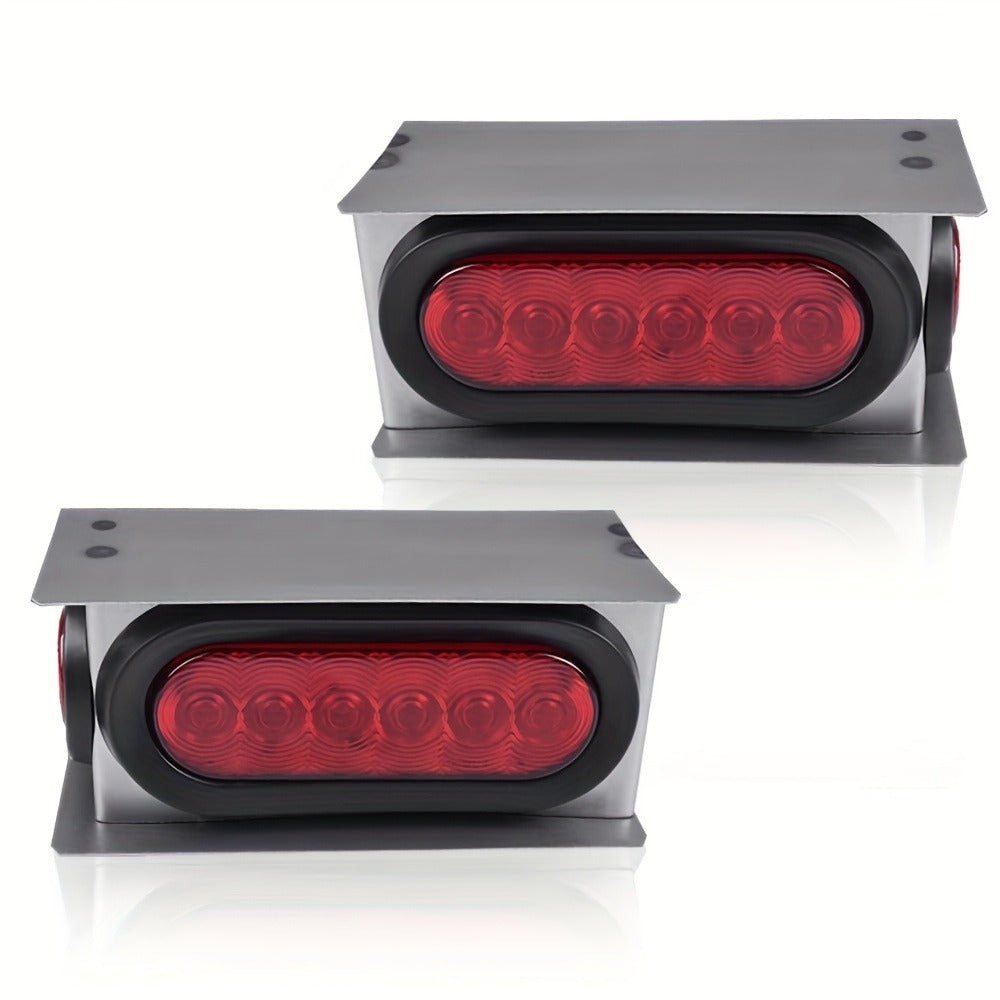 LED Trailer Tail Lights Kit – 6-Inch Oval Rear Lights with Metal Light Box & 2-Inch Amber Round Marker Lights, Waterproof Trailer Lighting Set, 2pcs