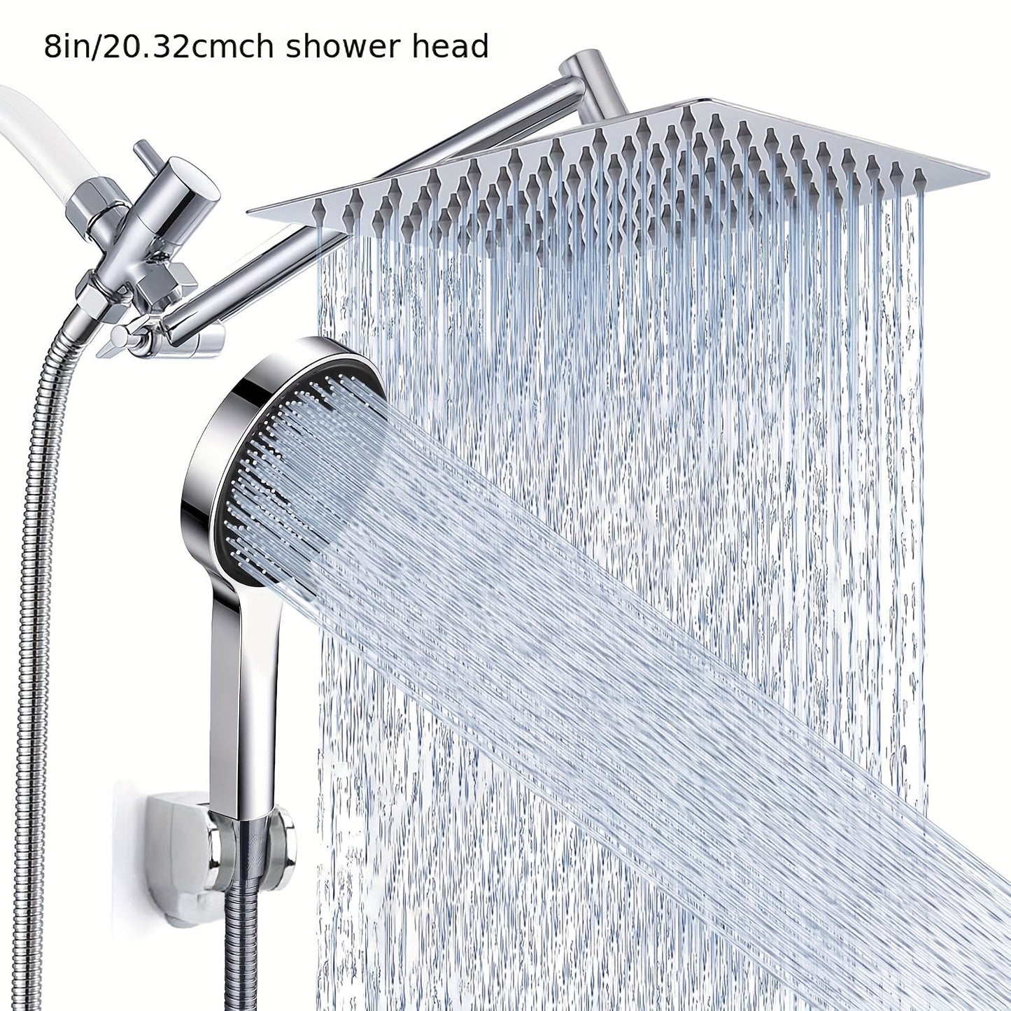 High-Pressure Handheld Rainfall Shower Head Combo with 11-Inch Extension Arm and Six Size-Finish Options