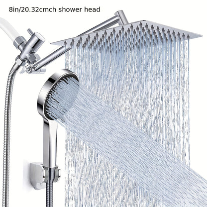High-Pressure Handheld Rainfall Shower Head Combo with 11-Inch Extension Arm and Six Size-Finish Options