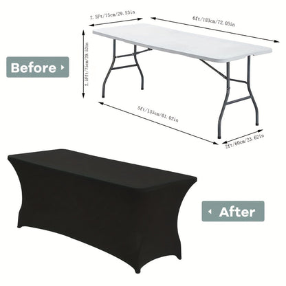 6 Foot Stretch Tablecloth 6/12/24 Pack - Rectangular Spandex Table Cover for Weddings, Trade Shows & Events