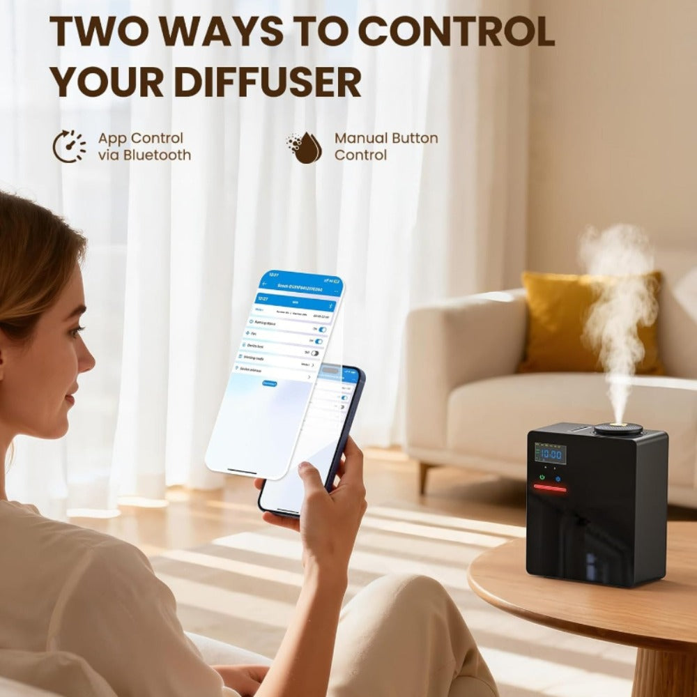 Waterless Cold Air Scent Diffuser with App Control & Programmable Timer, Heatless Essential Oil Diffuser