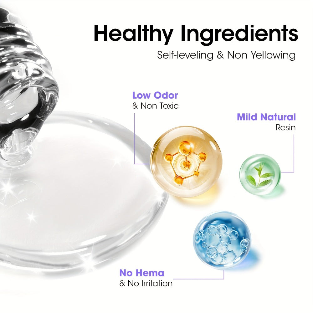 Clear Blooming Nail Art Gel Two-Bottle Set with 20ml Brush-Cap Bottles for Marble, Floral and Tie-Dye Designs