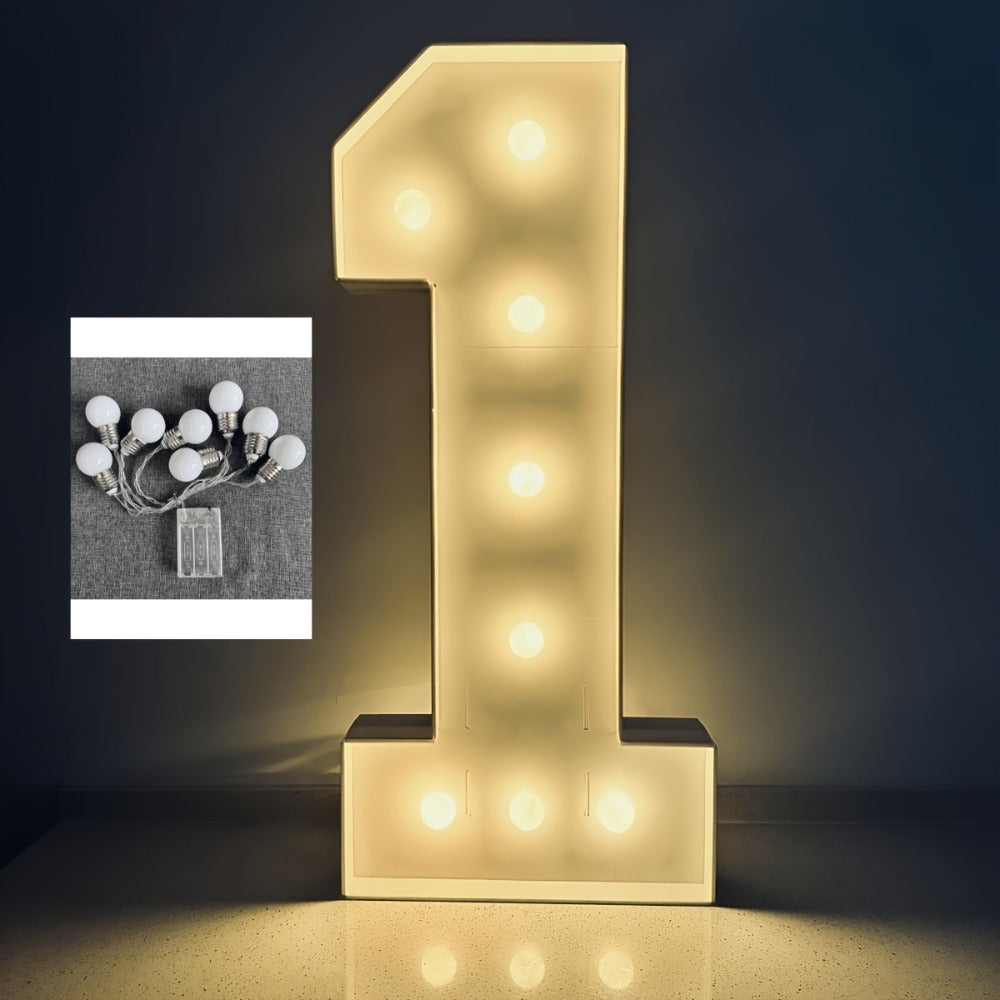 Giant LED Number Light 28.7 Inch Warm White – Illuminated Number Balloon Frame for Birthday Anniversary Graduation Party, PS Foam Board Digit Stand Photo Backdrop Decoration