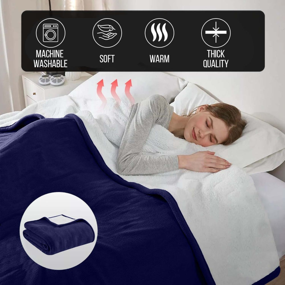 480GSM Sherpa Fleece Blanket – Double-Sided Heavy Warm Throw for Couch, Bed & Travel, Reversible All Season, 13 Colors, 3 Sizes