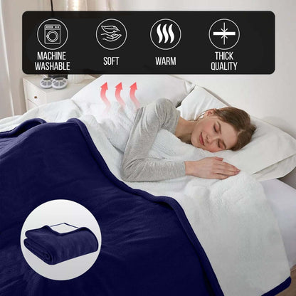 480GSM Sherpa Fleece Blanket – Double-Sided Heavy Warm Throw for Couch, Bed & Travel, Reversible All Season, 13 Colors, 3 Sizes