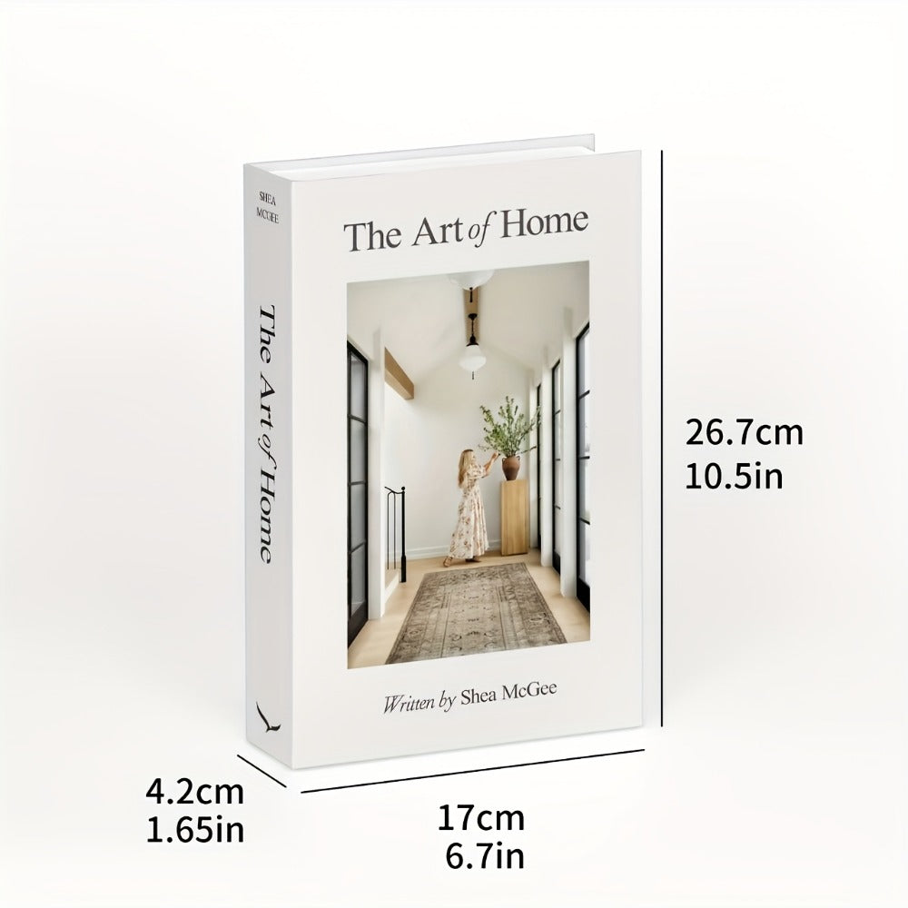 Faux Decorative Books Set, 3-Piece Beige Coffee Table Book Stack with Gold Text and 10.5 x 6.7-Inch Covers