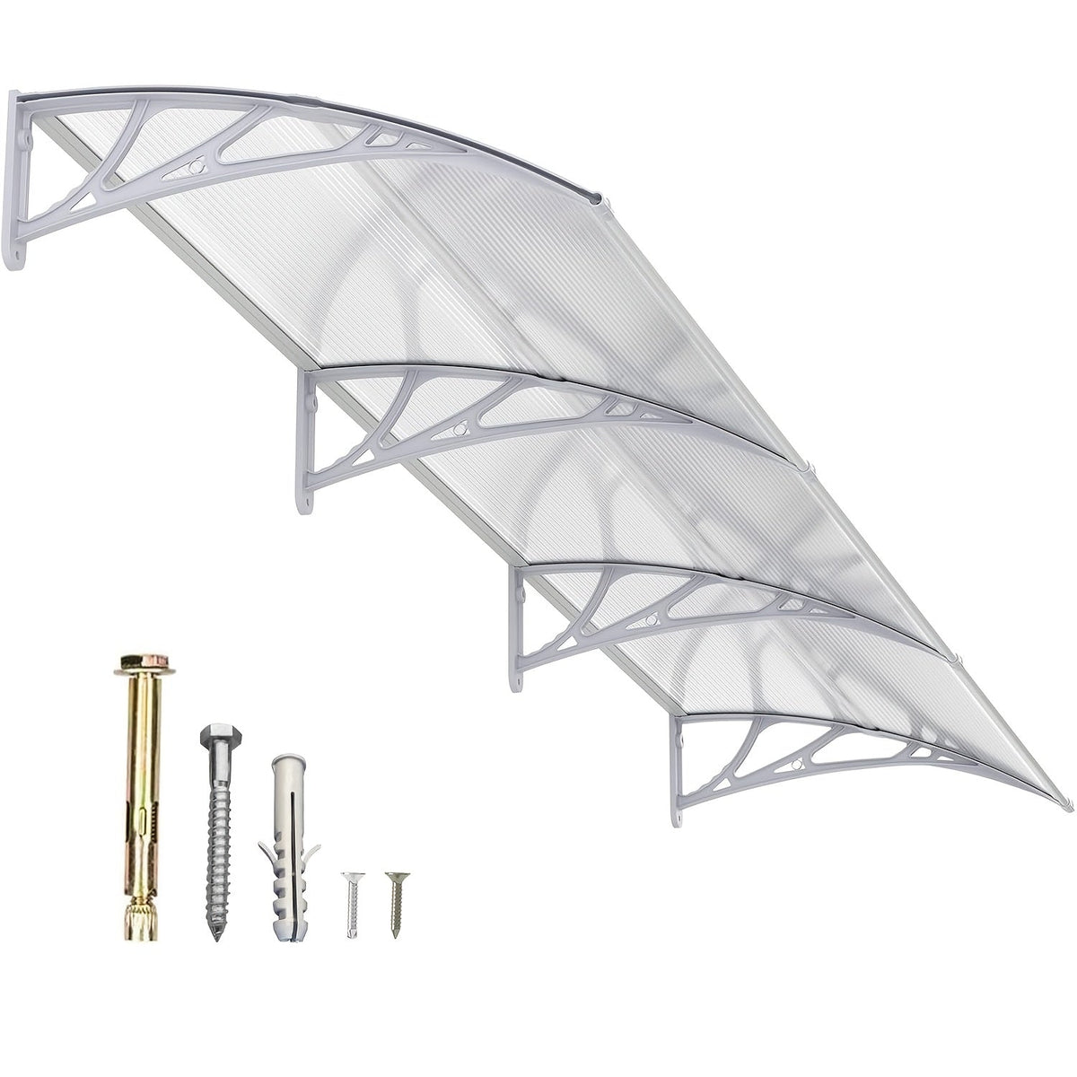 Polycarbonate Window Awning Door Canopy - UV Rain Snow Sun Protection Overhang for Doorways, Patio & Windows