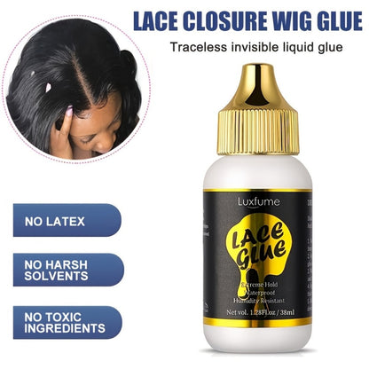 Lace Front Wig Glue Waterproof Extreme Hold 3-Pack Invisible Clear Drying Liquid Adhesive for HD Lace Swiss Lace Wigs & Hairpieces 100ml Per Bottle Long Lasting Secure Bond