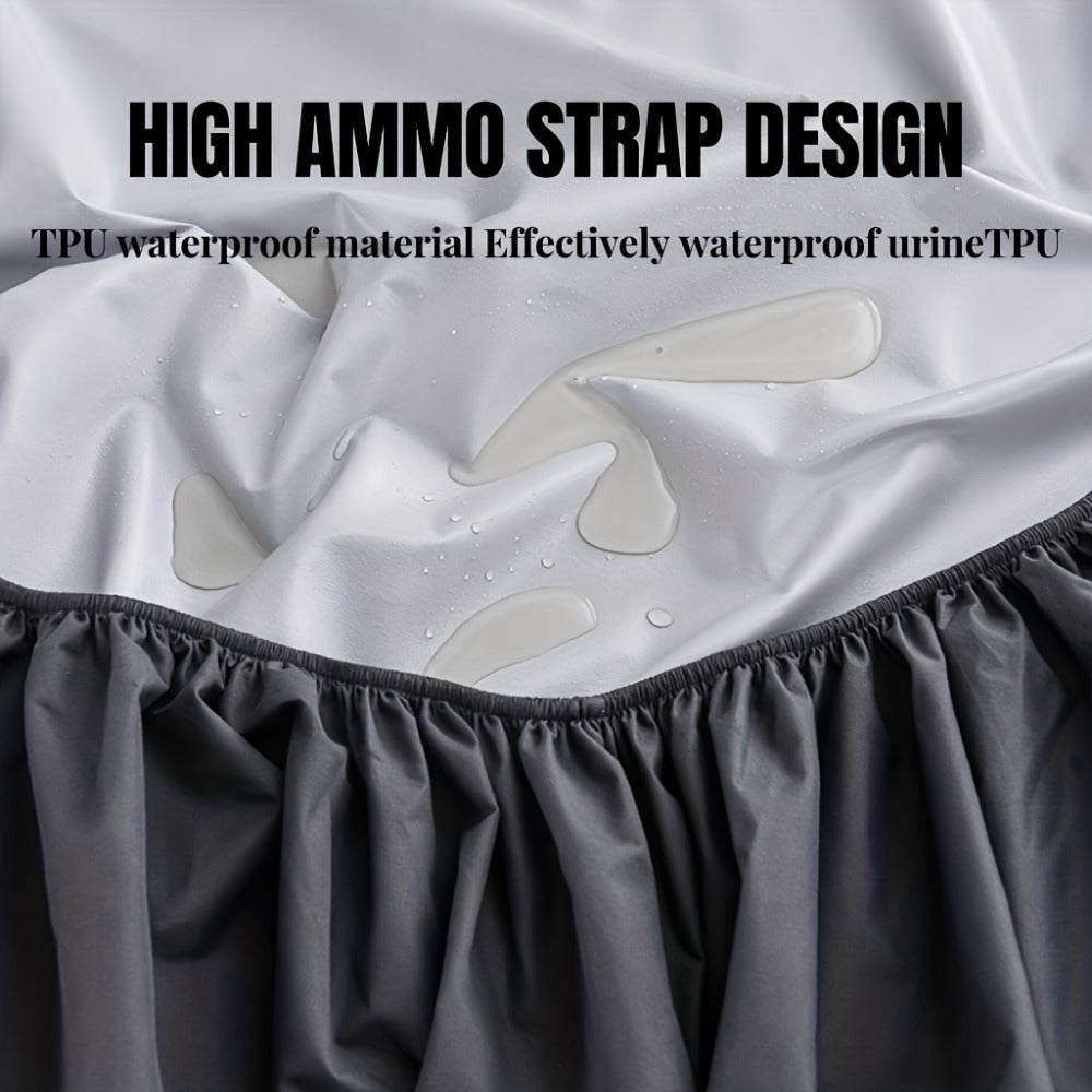 Waterproof Solid-Color Fitted Sheet with 11.8-Inch Pocket, Six Colors and Twin to King Sizes