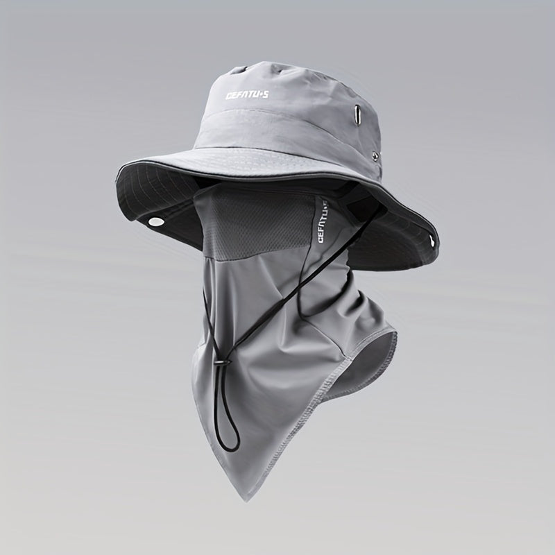 Wide-Brim Sun Hat and Face Cover Set with Three Color Options, Foldable Brim, Drawstring and Mesh Vent Panels