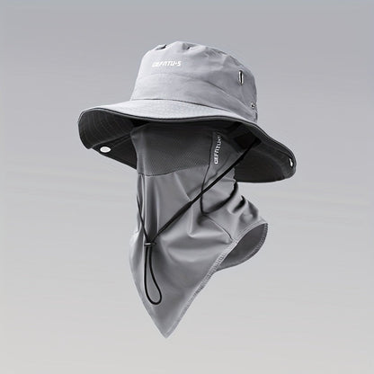 Wide-Brim Sun Hat and Face Cover Set with Three Color Options, Foldable Brim, Drawstring and Mesh Vent Panels