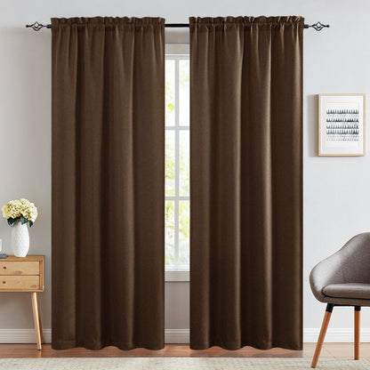 Two-Panel Solid Window Curtain Set with Rod-Pocket Top, 40 x 95-Inch Size and Two Color Options