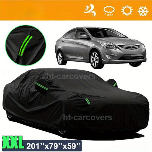 Car Cover All-Weather Waterproof UV Snow Dust Protection with Reflective Safety Strips – Universal Fit for Sedan & SUV Indoor Outdoor Use
