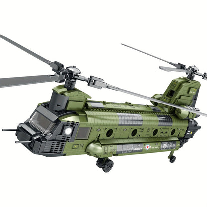 CH-47 Chinook Transport Helicopter Building Block Model with 1,622 Pieces for Adult Aviation Display