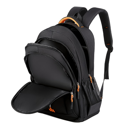 Black Multi-Compartment Travel Backpack, 48 x 32 x 18 cm with Eight Single- or Two-Piece Checkout Options