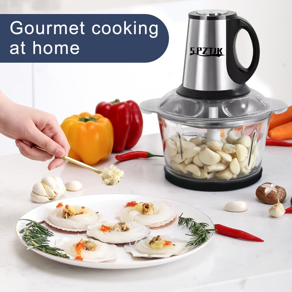 Electric Food Chopper with 2 Bowls & Dual-Level Blades – Mini Food Processor for Grinding Meat Chopping Nuts Salad Prep – Upgraded Compact Kitchen Chopper for Home Use