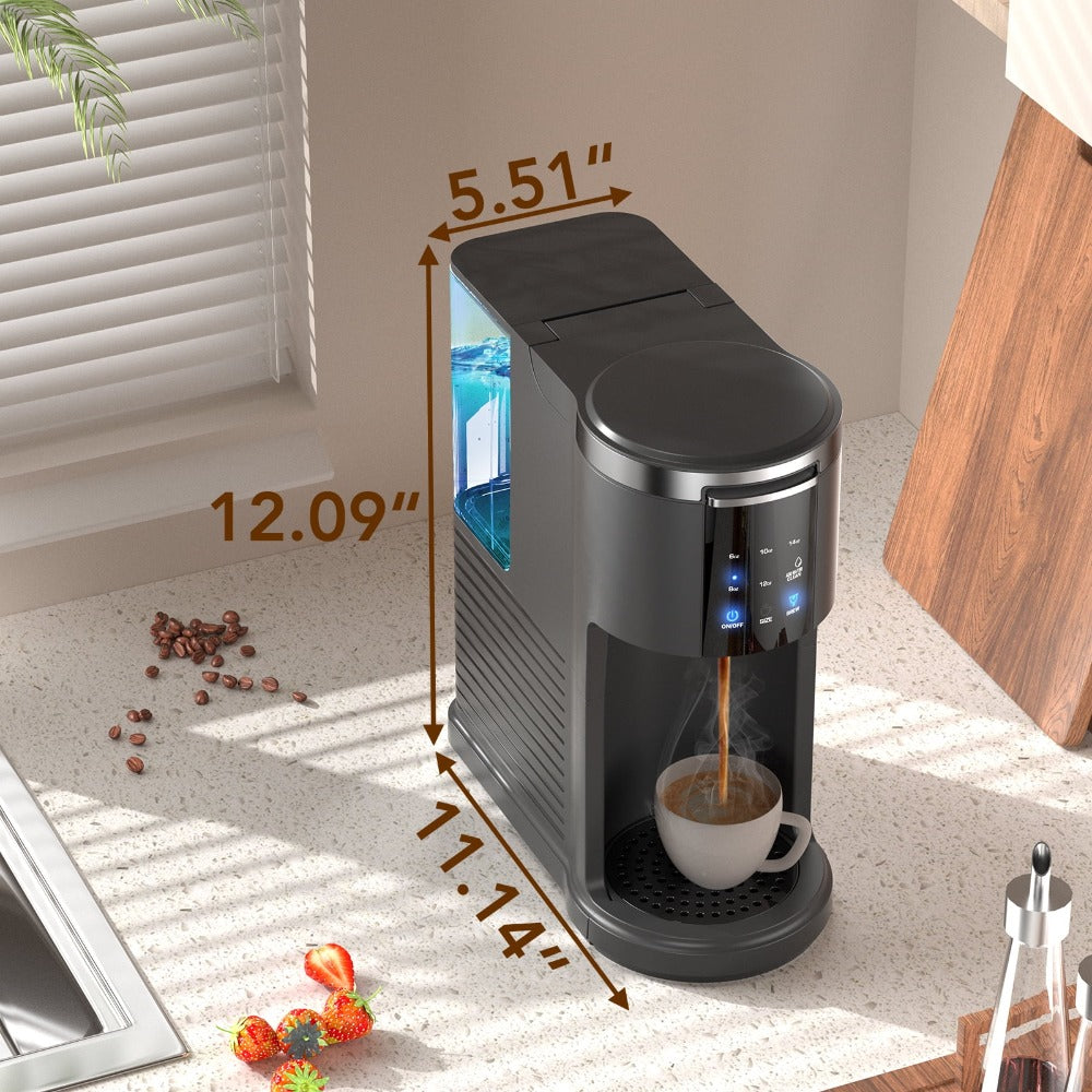 1200W-Labeled Single-Serve Coffee Maker with 40oz Tank, Five Cup Selections and Self-Clean Control