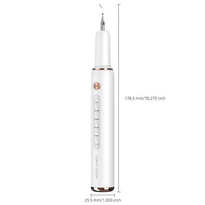 Ultrasonic Tartar Remover Electric Tooth Cleaner 5-Speed IPX6 Waterproof USB Rechargeable Dental Scaler with LED Light Mirror 2 Tips Plaque Stain Removal Tool for Home Oral Care Adults