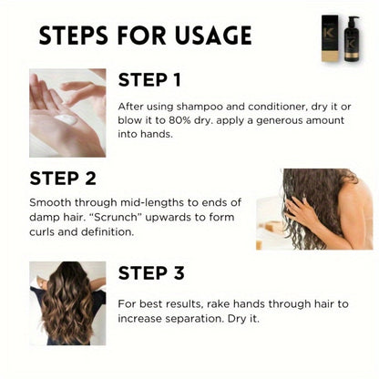 Curl Defining Cream with Detangling Brush Set 10.14 oz — Anti-Frizz Curl Enhancer, Long-Lasting Bouncy Curls, Non-Sticky Lightweight Hold, Salon Quality for Curly Wavy & Coily Hair, Women & Men