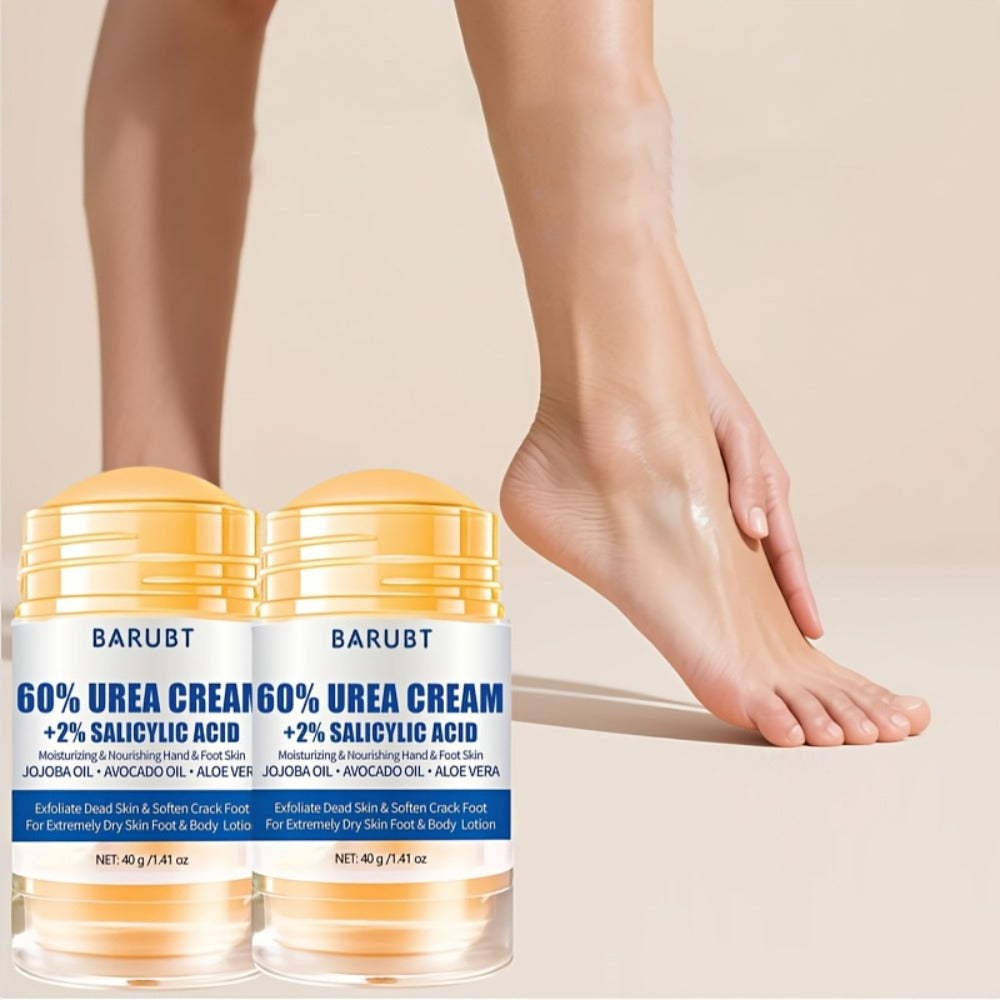 Two-Piece 40g Roll-On Foot Cream Set for Feet with 60% Urea and 2% Salicylic Acid Labeling