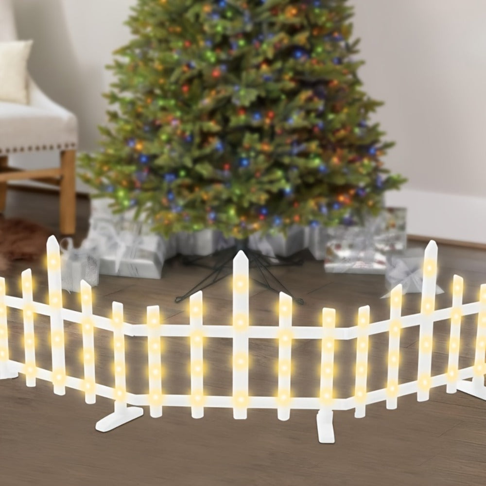 Solar Fence Lights Outdoor 8-Pack with Remote Control - LED White Picket Fence Border Lights Solar Powered