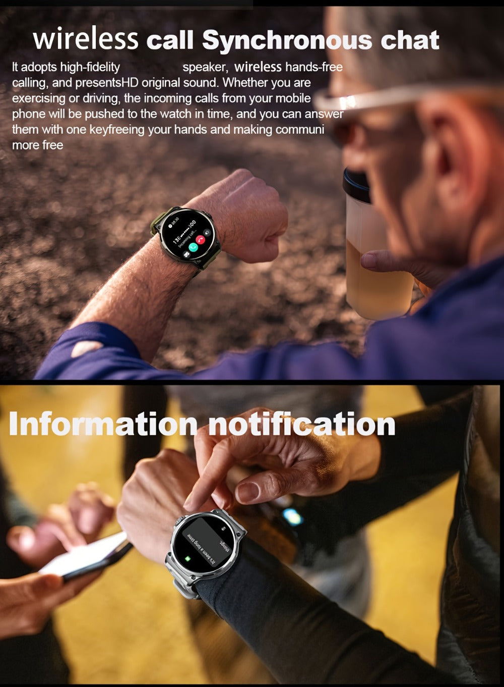 Smart Watch 1.85-Inch Round Display with 710mAh Battery, Wireless Calling and Silver or Black Band