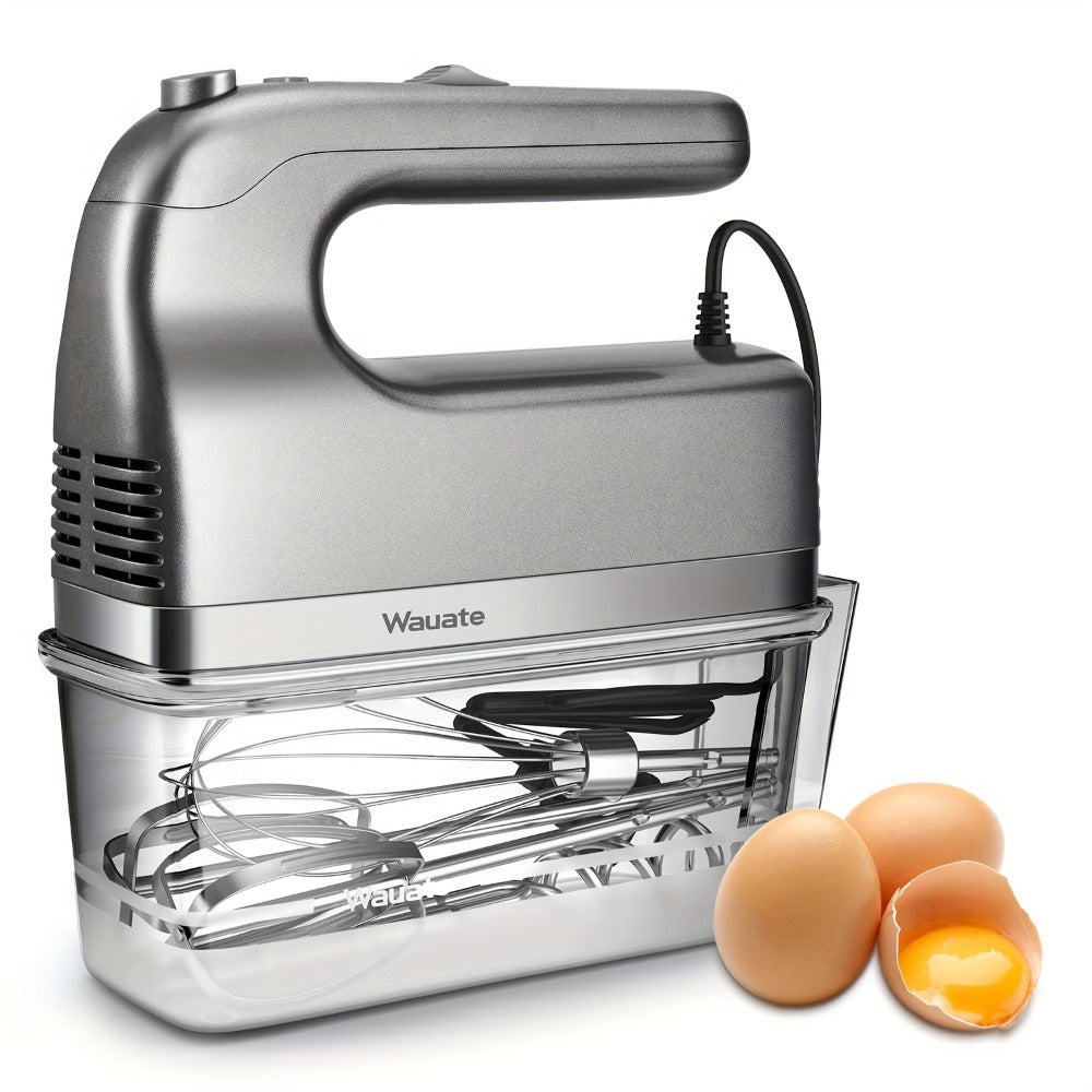 Electric Hand Mixer 6-Speed with Turbo – 5 Stainless Steel Attachments, Snap-On Storage Case, Handheld Mixer for Whipping, Baking Cookies, Cakes, Dough & Brownie Batter