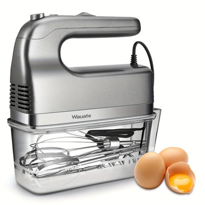 Electric Hand Mixer 6-Speed with Turbo – 5 Stainless Steel Attachments, Snap-On Storage Case, Handheld Mixer for Whipping, Baking Cookies, Cakes, Dough & Brownie Batter