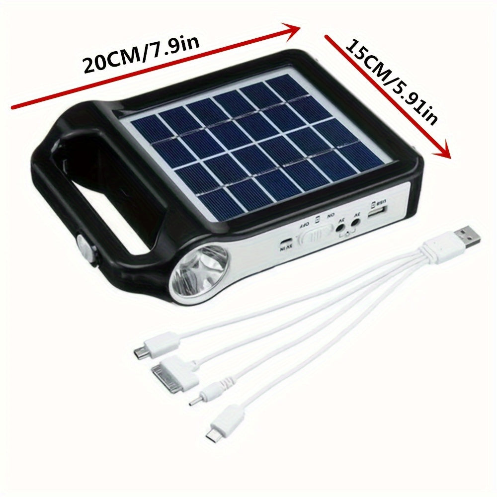 Solar Energy System Kit Portable Rechargeable USB Charger with LED Lamp Lighting Lithium Battery Home Solar Power Generator for Outdoor Camping Off-Grid
